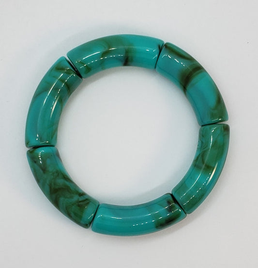 Teal Tortoise - Chunky Bamboo Bangle