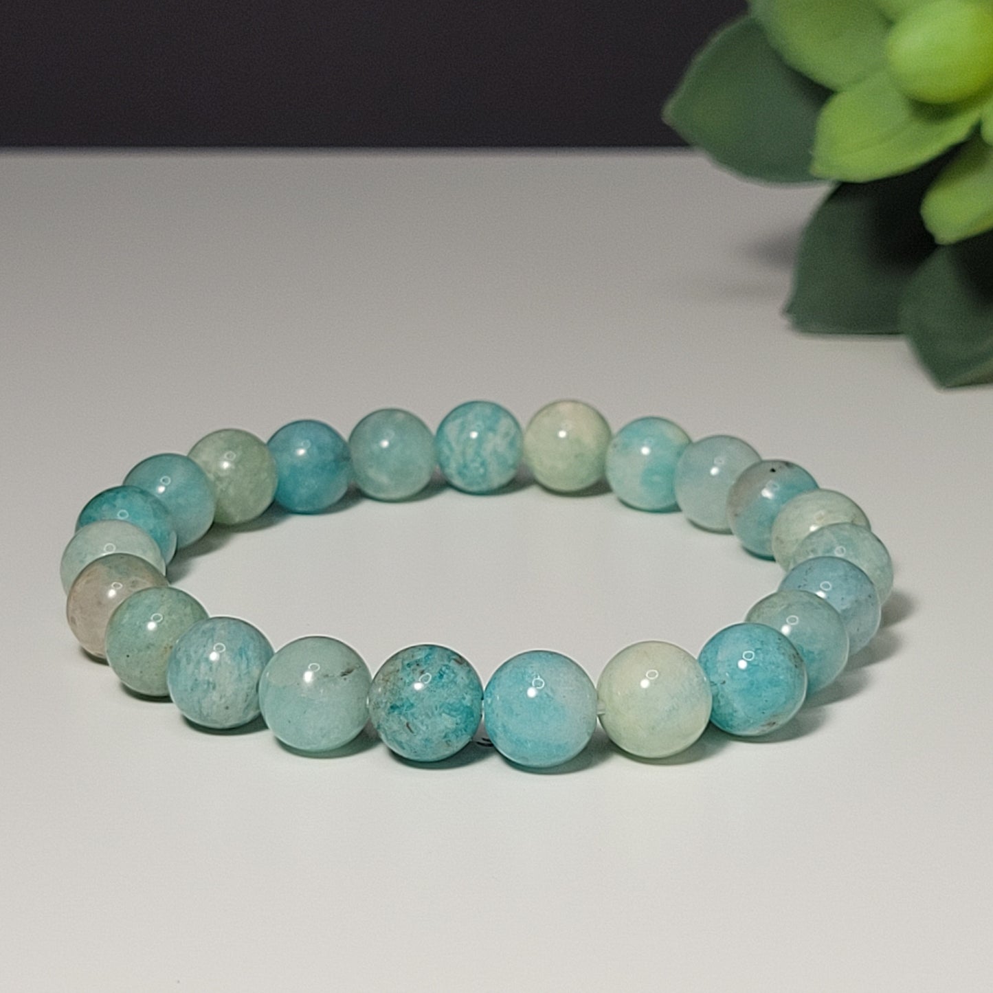 Amazonite 8mm Gemstone Bracelet - For confidence & courage