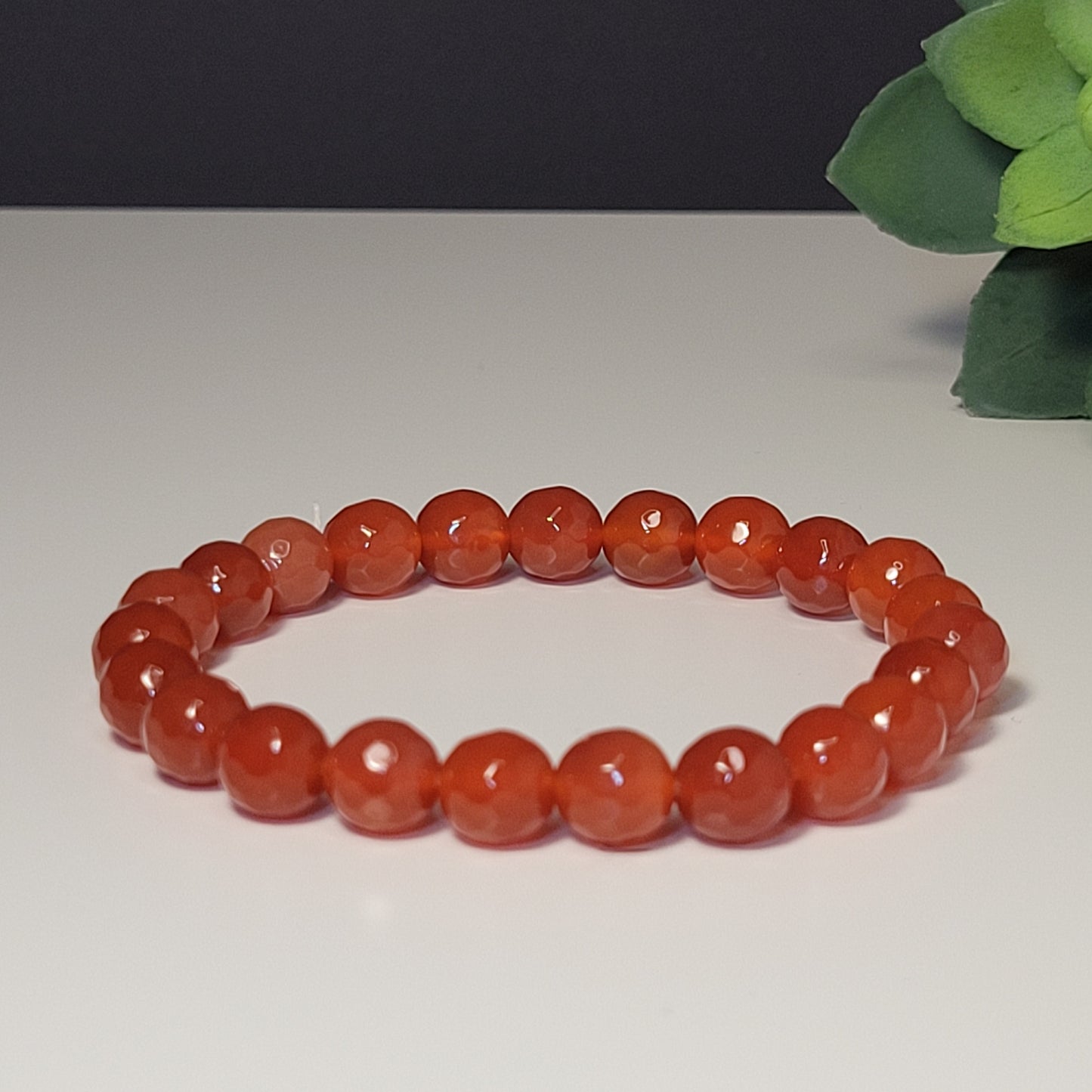 Carnelian 8mm Faceted Gemstone Bracelet - For creativity & motivation