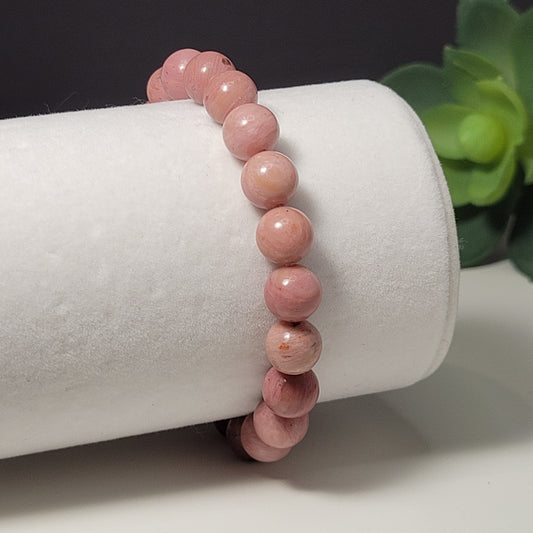 Rhodonite 8mm Gemstone Bracelet - For gratitude & generosity