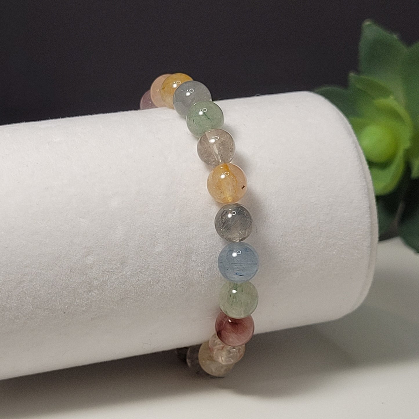 Rutilated Quartz 8mm Gemstone Bracelet - For manifestation & amplification