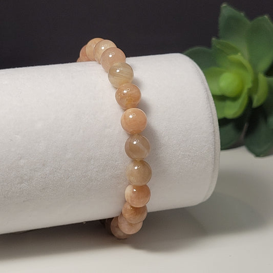 Peach Moonstone 8 mm Gemstone Bracelet - For fertility & emotional support