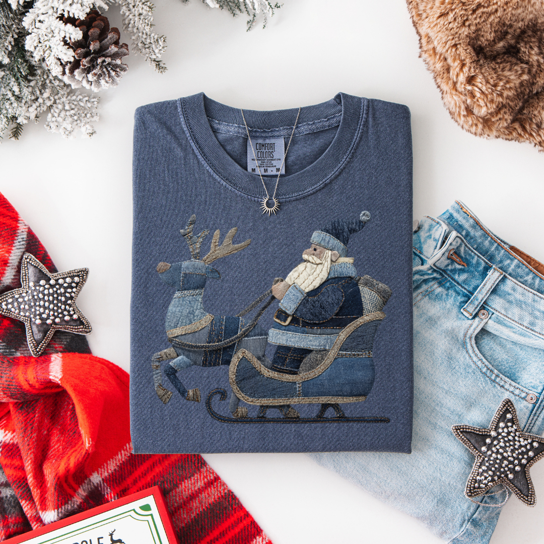 Santa & Sleigh Denim Patchwork