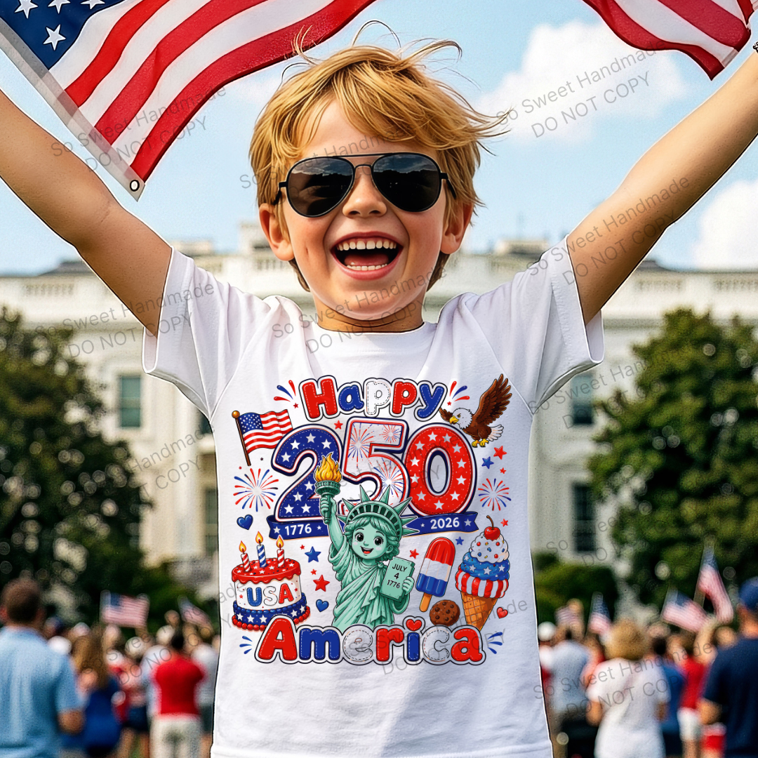 HAPPY 250 AMERICA - White