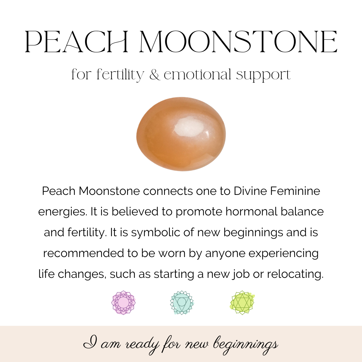 Peach Moonstone 8 mm Gemstone Bracelet - For fertility & emotional support