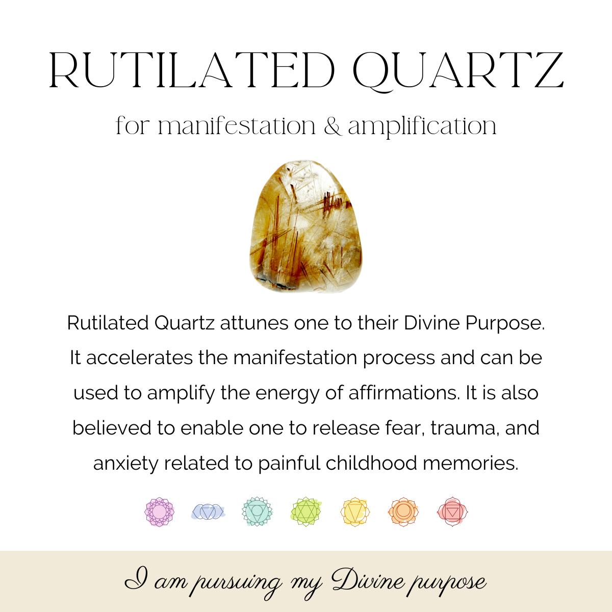 Rutilated Quartz 8mm Gemstone Bracelet - For manifestation & amplification